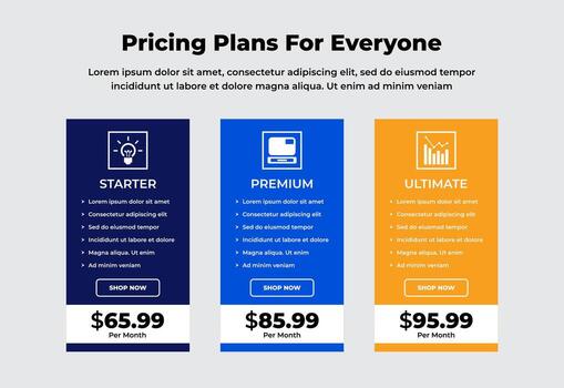 a Wordpress website pricing plan horizontal banner template vector