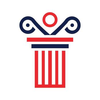 Red and blue abstract column capital with circular elements architecture ancient vector