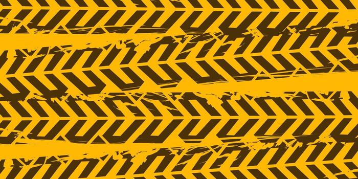 Yellow background with black tire track pattern created using brush stroke effect as abstract texture design for automotive, racing, and urban street style artwork. vector