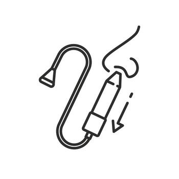 nasal aspirator icon, suction cleaner nose, removal of snot from the nose, thin line symbol on white background vector