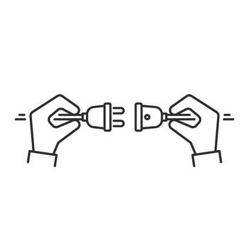 connects electrical cable icon, page error concept, troubleshooting, thin line symbol on white background vector