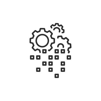 digital transformation icon, industrial future, ai technology, thin line symbol on white background vector