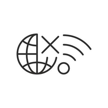no connection icon, offline connection, wifi error, thin line symbol on white background vector