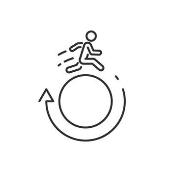 running in circles icon, meaningless runner man, thin line web symbol on white background vector