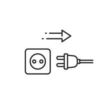 reduce energy consumption icon, unplug electricity appliances, use energy saving, concept power save, thin line symbol on white background vector
