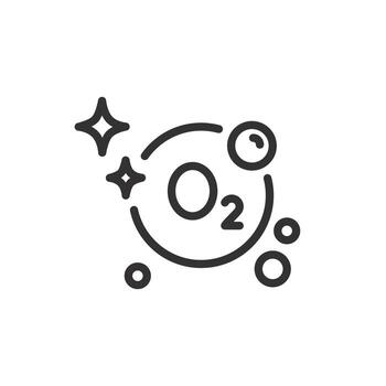 oxygen molecule icon, O2 model, clean air concept, thin line symbol on white background vector