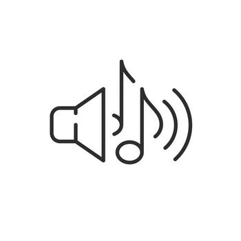 melody icon, speaker with sound waves, voice signal, thin line symbol on white background vector