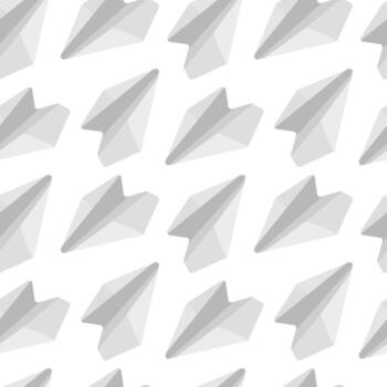 Seamless pattern with white paper airplanes on a light background. Seamless pattern for textiles, packaging, and backgrounds vector