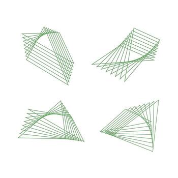 Green abstract triangle lines set isolated flat style design vector