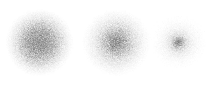 Noise spray gradient. Set of round grain effect. Dot dissolve texture. Gray stipple pattern vector