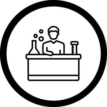 químico trabajando usuario simpático bosquejo dibujo vector