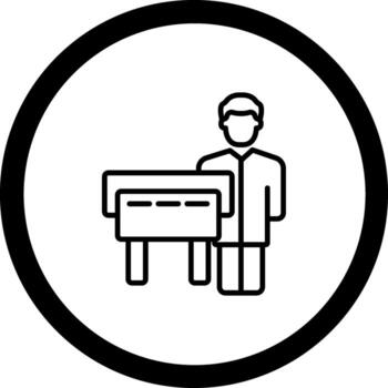 Man Printing Futuristic Mobile App Badge vector