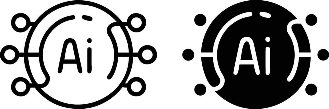 Artificial Intelligence Icon, AI Neural Chip Technology Symbol, Machine Learning Digital Circuit Logo vector