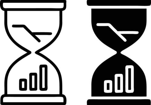 un reloj de arena con un grafico y un reloj vector