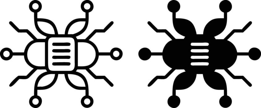 Two black and white images of a bug and a bug vector