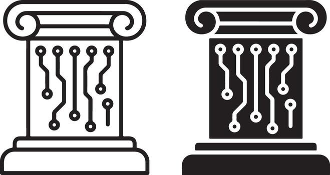 antiguo griego columna con circuito tablero y circuito tablero vector