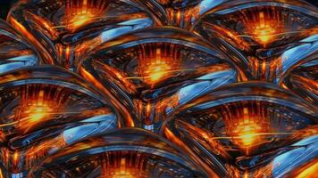 elegante techno cubos rotação e Prêmio metálico reflexão, único exclusivo fundo para futurista tecnologia modelo video