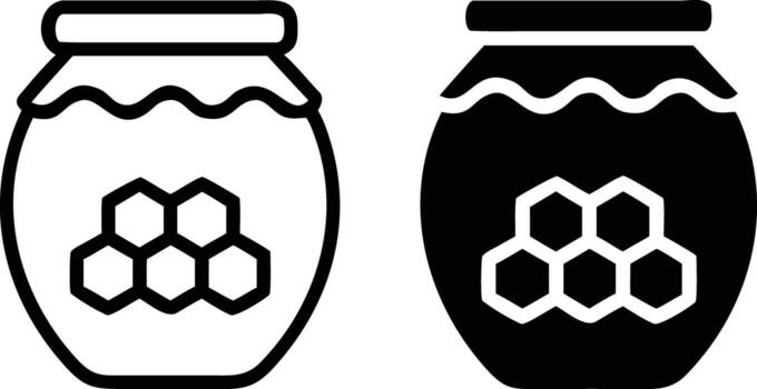 Two jars of honey with honeycomb on the sides vector