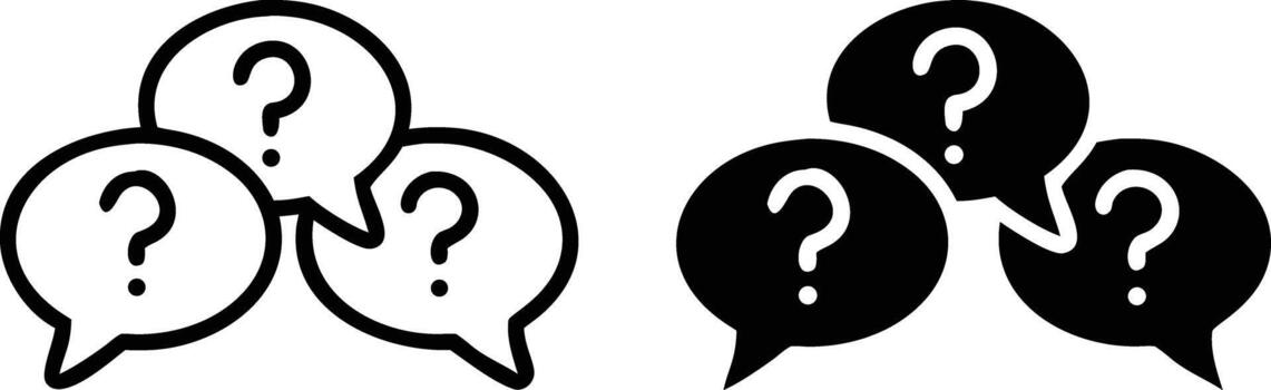 Two speech bubbles with question marks on them vector