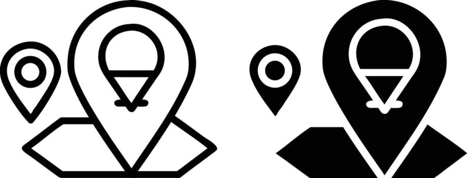 Two black and white icons of a map pointer vector