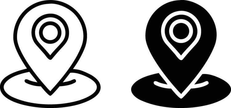 Two black and white pinpoints with a map marker vector