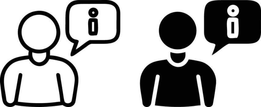 Two people with speech bubbles and one with a speech bubble vector