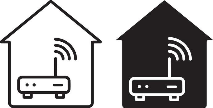 Two icons of a router and a computer vector