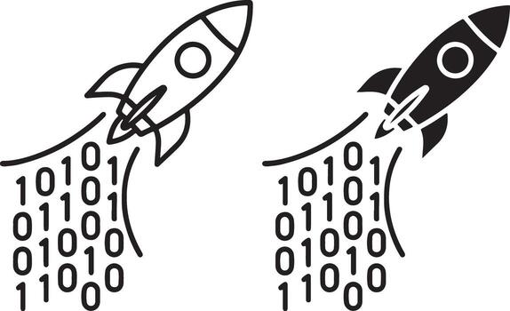 Binary code rocket illustration vector