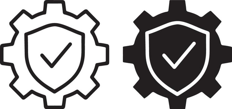 Two icons of a shield and a check mark vector