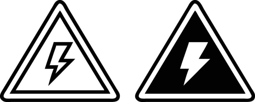 Two black and white triangles with a lightning bolt on them vector