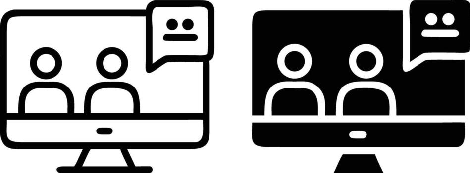 dos negro y blanco imágenes de un computadora pantalla con personas en eso vector