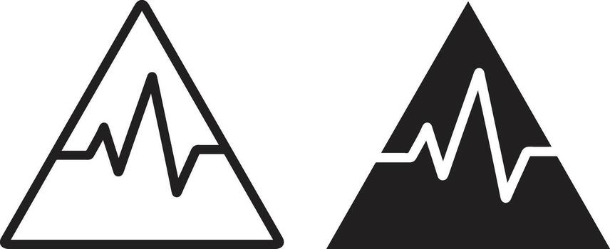 Two icons of a heart rate monitor and a triangle vector