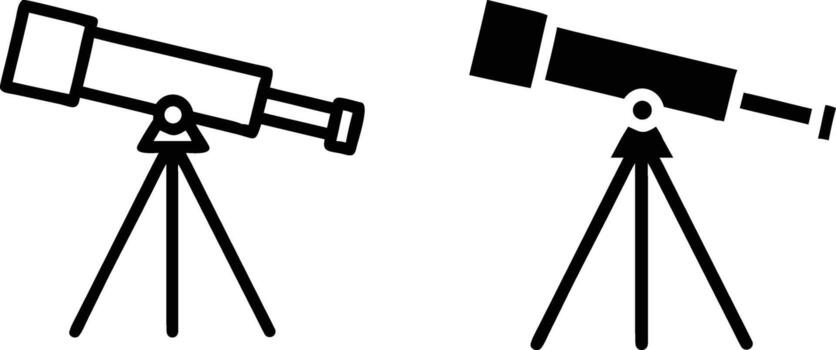 Two telescopes on tripod with a white background vector