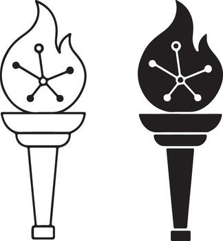 A torch with a flame and a flame icon vector