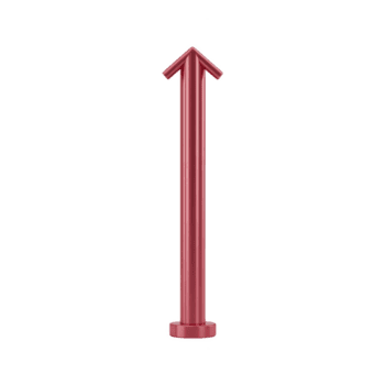 rood metalen pijl teken staat rechtop, richten omhoog, symboliseert richting of voortgang. strak ontwerp en levendig kleur maken het oog vangen en modern png