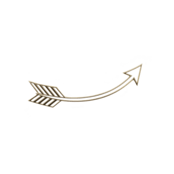 oro freccia con elegante, curvo design e dettagliato impennata su trasparente sfondo. freccia punti per Giusto, simboleggiante direzione e movimento png