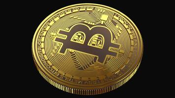 perfekt golden Bitcoin Spinnen glatt im kontinuierlich Schleife, Alpha Kanal Drehung mit transparent Hintergrund zum finanziell und Krypto Geschäft Projekte video