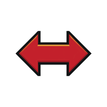 grassetto rosso Doppio headed freccia con nero schema, simboleggiante direzione e scelta, sta su contro pianura sfondo. design è semplice ancora Impressionante, veicolare senso di movimento e decisione png