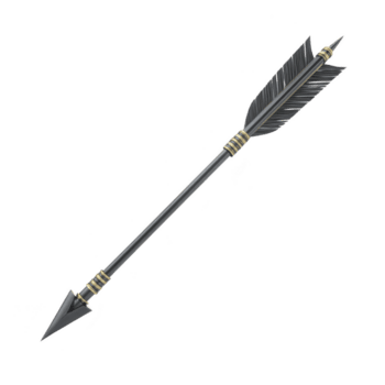elegante nero freccia con oro Accenti Caratteristiche acuto triangolare mancia e piumato impennata, progettato per precisione e stile png