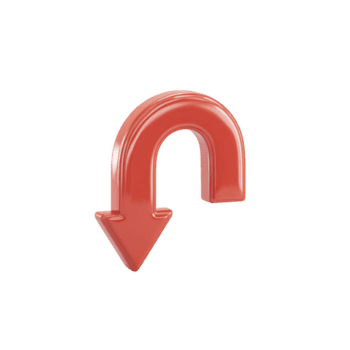 brillante rosso u girare freccia simbolo con lucido finire, isolato su trasparenza sfondo, rappresenta direzione modificare o inversione png