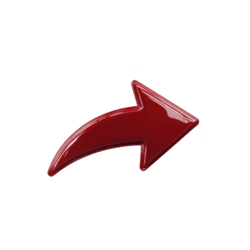 brillante rosso freccia puntamento per Giusto, con lucido finire e elegante, moderno design. freccia è isolato su trasparente sfondo, fabbricazione esso versatile per vario usi png