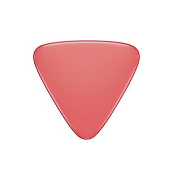 Red guitar pick with smooth, glossy finish and triangular shape, isolated on transparency background png