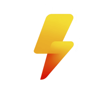Stylized yellow and orange lightning bolt icon on transparent background, symbolizing energy and power. gradient effect adds dynamic and modern touch to design png