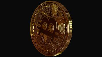 elegant golden Bitcoin nahtlos Schleife Drehung auf transparent Hintergrund mit Alpha Kanal zum Prämie Kryptowährung, Geschäft, und Blockchain Designs video