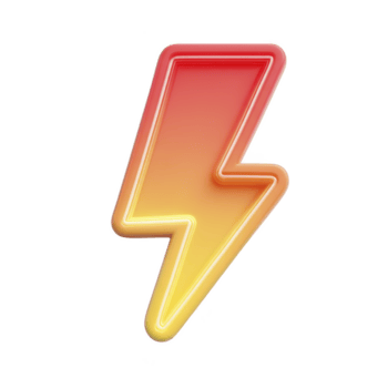 vibrante, lucido fulmine bullone icona con pendenza di rosso per giallo, simboleggiante energia e potenza. design è elegante e moderno, Perfetto per digitale uso png