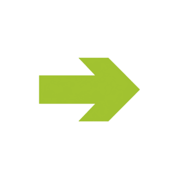 Bright green arrow pointing to right on transparency background, symbolizing direction and movement. simple design is clear and bold, ideal for navigation or signage purposes png