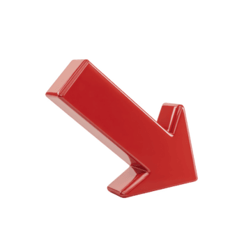 brillante rojo 3d flecha puntos hacia abajo y a bien, simbolizando dirección o rechazar. flecha lustroso terminar y negrita color hacer eso estar fuera en contra llanura antecedentes png