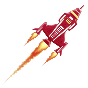 rood raket schip met vlammen het schieten van haar motoren, stijgend door ruimte met dynamisch en avontuurlijk voelen. ontwerp is strak en futuristisch, vastleggen essence van exploratie png