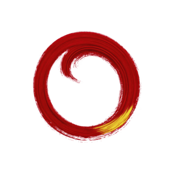 rojo y amarillo pincelada circulo en transparencia fondo, simbolizando creatividad y energía. vibrante colores y dinámica forma evocar sentido de movimiento y artístico expresión png