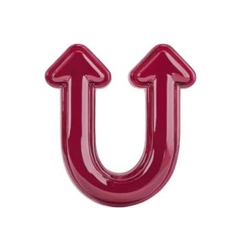 skinande röd u formad pil pekande uppåt symboliserar riktning och framsteg. glansig Avsluta lägger till modern Rör, framställning den idealisk för design och navigering begrepp png